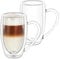 Wilmax | Doppelwandige Thermogläser mit Henkel | 2er-Set | 500 ml | Latte Macchiato Gläser Set | Cappuccino Gläser mit Henkel | Kaffeegläser | Teegläser | Trinkgläser | Thermotassen