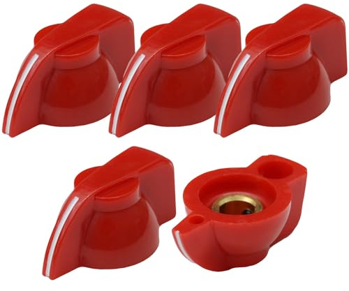 6.4mm Round Hole Small Chickenhead Guitar/Amplifier/Instrument Control Knob Pack of 5 (Red)