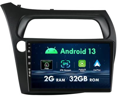 MISONDA Radio de Coche Android 2 DIN con Pantalla táctil de 9 Pulgadas para Honda Civic Hatchback 2006-2011 Cámara Gratuita 2G + 32G Compatible con Control del Volante WiFi Dab BT GPS Navi
