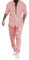 Generic Costume pour homme - Chemise rayée avec col Hengli - Ensemble tendance et décontracté en coton et lin, Rose, S