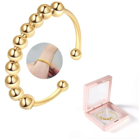 Shade Anxiety Ring, Langlebigem Edelstahl Wasserfester Damenring Verstellbare Ringe Gold Antistress Ring Modeschmuck für deinen individuellen Look Angstlinderungsring