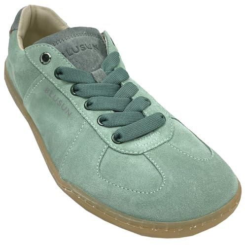 Blusun Lässig schicker Sneaker/Barfußschuhe in Smaragd Grün Leder BLSN-200W Green (Green, EU Schuhgrößensystem, Erwachsene, Numerisch, M, 41)