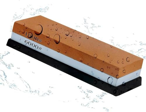 Knife Sharpening Stone Kit, 1000/6000 Grit Japanese Knife Whetstone Sharpener 2-in-1 Double Sided Sharpener with Non Slip Silicone Base Whetstone for Sharpening Knives