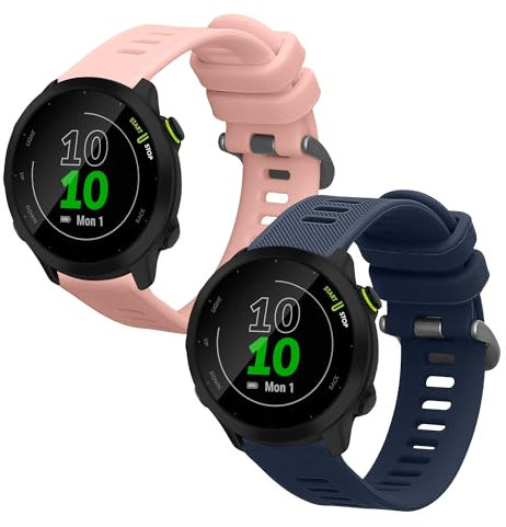 kwmobile 2x Sportarmband kompatibel mit Garmin Forerunner 55 Armband - Fitnesstracker Band Set aus TPU Silikon