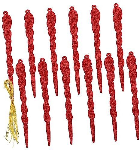 Cabilock Weihnachtsanhänger 12 Stück Rot Glitzer Weihnachtsbaum Zum Aufhängen Festliche Dekoration