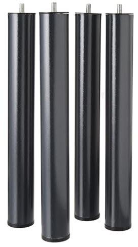 Lot de 4 pieds de lit à visser pour sommier tapissier couleur noir - Hauteur 40 cm x diamètre 5 cm, pas de vis de 10mm