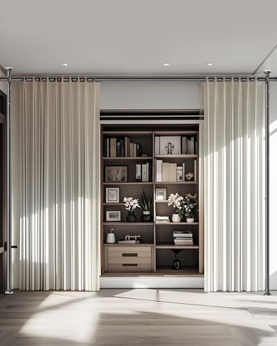 FoundGo Tringle Rideau sans Percage [L178 cm x H317 cm] Paravent Intérieur, Cloison Amovible sans Percage Extensible Séparation de Pièce, pour Salon et Chambre, avec Notice d'Installation en Français