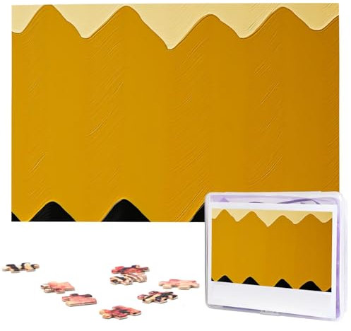 Puzzle für Erwachsene, personalisiertes Bildpuzzle, Senfgelb und Schwarz, individuelles Holzpuzzle für Familie, Geburtstag, Hochzeit, Spielabende, Geschenke, Tierpuzzle, 74,9 x 50 cm, 1000 Teile