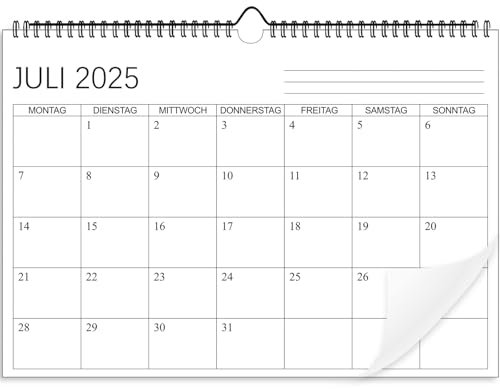 Wandkalender 2025 2026 - Moseem Kalender 2025 2026 im A4 Querformat(30 x 21 cm), Familienplaner Mit Jahreskalender Planung, Monatskalender vom Juli 2025 bis Dezember 2026