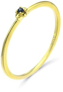 Wycian bff Ring, Ring Gold Verlobung 18K Gelbgold Saphir Blau Runde Form Größe 66 (21.0) für Damen Jahrestag