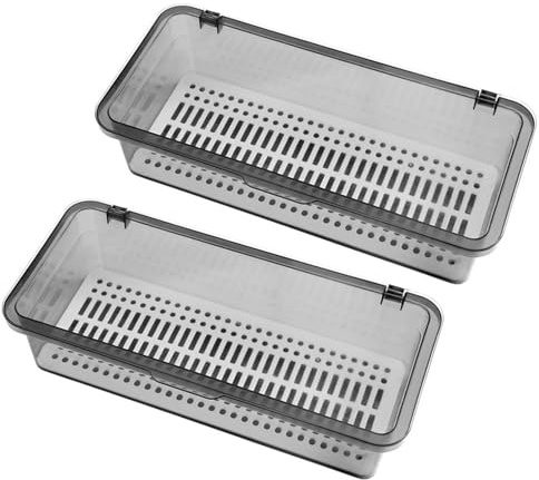 SOIMISS Flatware Tray Kitchen Drawer Organizer: with Lid Kitchen Cutlery Tray Utensil Container Chopstick Holder Cutlery Drainer Basket Silverware Drying Rack, 2 PCS