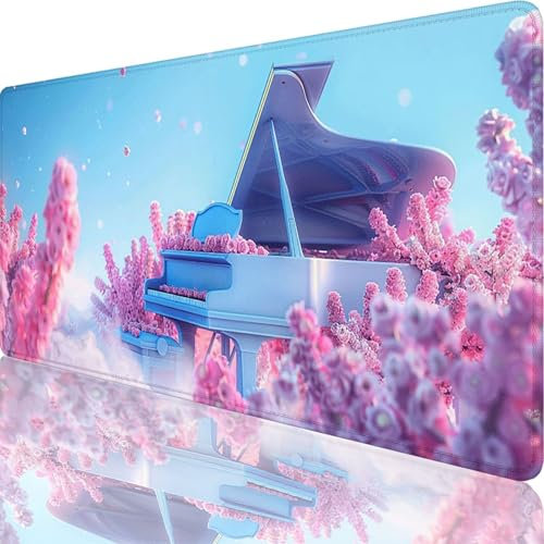 Tapis de Souris Gamer 1000x500x3 mm, Grand Tapis de Souris Rose, Piano Mouse Pad Imperméable et Antidérapant, Multifonction Grand sous Main Bureau pour Clavier et Souris, Decoration Maison 72-0i