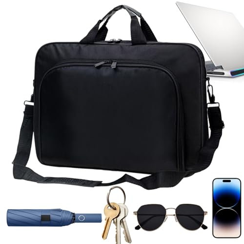 Generico Laptop Bag, Business Work Case, Large Capacity Shoulder Carrier, Waterproof Organizer for Computer, Charger, Tablet, File, Ideal for Student, Daypack, Work, Travel, Black