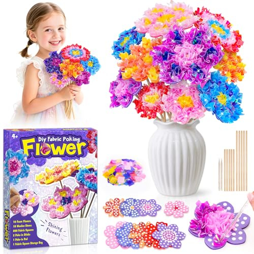 Geschenk Mädchen 5 6 7 8 Jahre Kreativ Blumen Bastelset Kinder ab 6-8 Jahre | Basteln Mädchen 6-7-8-5 Jahre Geburtstagsgeschenk Mädchen Spielzeug ab 5-12 Jahre Blumenstrauß mit Pailletten als Zimmer Deko