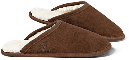 Fellhof Lammfell Hausschuh TRENDY Damen Herren Fell Pantoffeln für Winter & Sommer Hausschuhe aus ECHTEM Lammfell Naturprodukt atmungsaktiv (42/43 Braun)