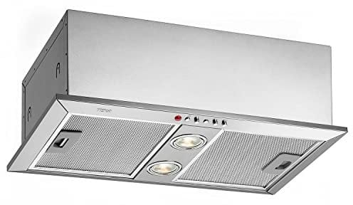 CAMPANA GFH 55 INOX Integrable, motor doble, E, 329m3, 62dB, 3 velocidades, pulsantes, 2 halógenas, 55cm