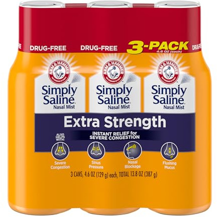 ARM & HAMMER Simply Saline Extra Strength Nasal Mist, 4.6 oz, 3-Pack
