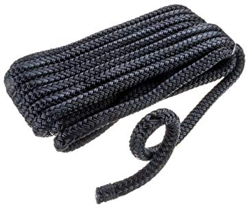 SEACHOICE Double-Braid Nylon Dock Line 3/8 x 15' 40291 Black