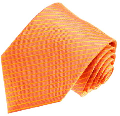 Lorenzo Cana - Marken Krawatte aus 100% Seide gestreift Lachs Hummer Orange Apricot - 84549