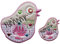 alles-meine.de GmbH 2 TLG. Set Bügelbild - Vogel Yummy mit Törtchen + Herzen - 9,5 cm * 11,5 cm - Aufnäher Applikation - gestickter Flicken - für Mädchen Herz rosa Vögel