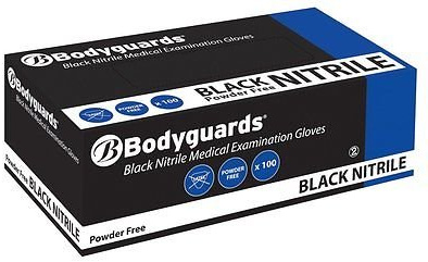 Polyco GL8973 Bodyguards Nitrile Powder Free Disposable Glove, Size L, Black