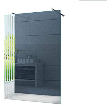 Freistehende 10 mm Duschabtrennung Düsseldorf 120 x 200 cm Klarglas/Walk-In Duschtrennwand Duschwand Dusche/Runde Haltestange