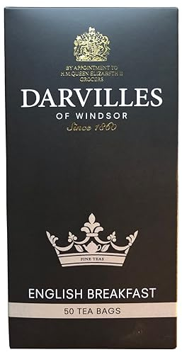 DARVILLES of WINDSOR - 50 x ENGLISH BREAKFAST Black Tea Teabags - Importers, Blenders & Packers of Fine Teas & Infusions since 1860 - (1 box of 50 loose teabags)