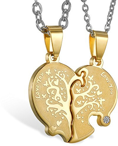 OIDEA Freundschaftskette für 2, Herz Puzzle, aus hochwertigem Edelstahl, Gold