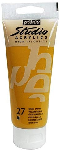 PÉBÉO Lot de 3 Peintures Studio Acrylique Tube Ocre Jaune 100 ml