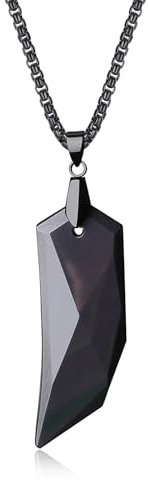 COAI Geschenkideen Halskette mit Spitzer Anhänger aus Obsidian Edelstahl Kette 60cm