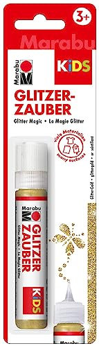 Marabu 03100059584 - Kids Glitzerzauber, glitter gold 25 ml im Liner, Glitzer Farbe für Kinder auf Wasserbasis, kindgerechte Farbe für Glitzereffekte auf Papier, Holz, Glas und Textilien
