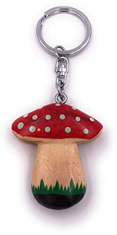 H-Customs Fliegenpilz Pilz Wald Giftig Echt Holz Edel Handmade Schlüsselanhänger Anhänger