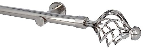 Sento Gardinenstange Vorhangstange 25mm 1-läufig Modern Edelstahl Optik 540 cm Gracja