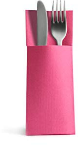 Alvotex Airlaid 50 Besteckservietten Bestecktaschen, Stoffähnlich, hochwertige Einwegserviette, Fuchsia, 32X40 cm