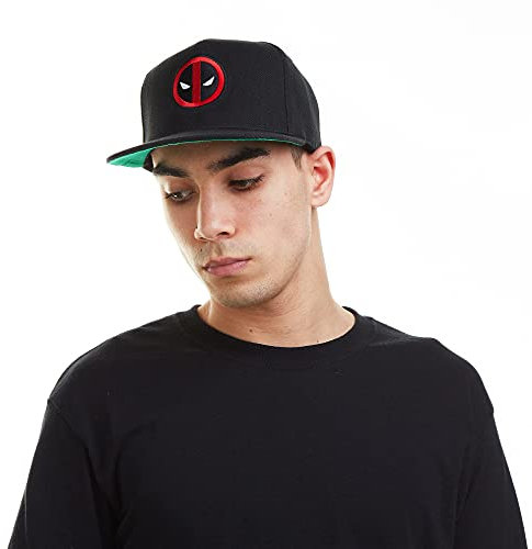 Marvel Herren Deadpool Logo Snapback Flache Kappe, Schwarz (Schwarz Schwarz), Einheitsgröße
