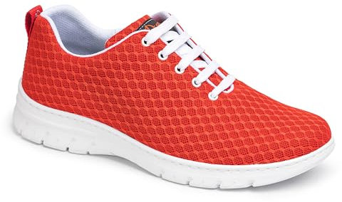 DIAN - CALPE Rojo 43, Zapatilla de Trabajo para Sanidad y Hostelería, Unisex, Transpirable y Repelente a Líquidos, Plantilla Acolchada, Antirozaduras, Antideslizante y Antiestática.