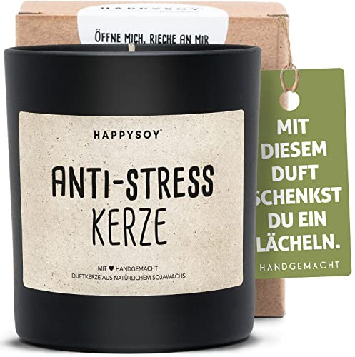 Anti-Stress Duftkerze im Glas mit Spruch aus Soja natürlich handgemacht nachhaltig - persönliches Geschenk entspannende Geschenkidee beste Freundin Freund Mama Papa entschleunigen antistress