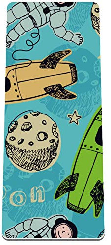 Eslifey Rockets And Yoga Mat Thick Non Slip Yoga Mats for Women&Girls Exercise Mat Soft Pilates Mats,(72x32 in, 1/3-Inch Thick)