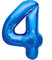 Luftballon 4. Geburtstag Zahl 4 Blau XXL Riesen Folienballon 100cm Geburtstagsdeko Jungen Ballon Zahl Deko zum Geburtstag. Fliegt mit Helium.