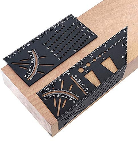 Meichoon DC721 Messschablone für Holzbearbeitung, quadratisch, 45/90 Grad Winkel, T-Lineal, 3D-Gehrungswinkel-Messschablone, Werkzeug