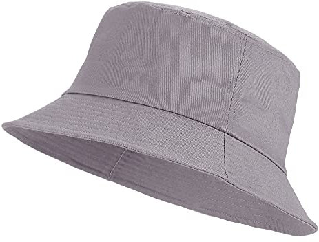 Umeepar Unisex 100% Cotton Packable Bucket Hat Sun Hat Fisherman Cap for Men Women (UK, Alpha, One Size, Grey)
