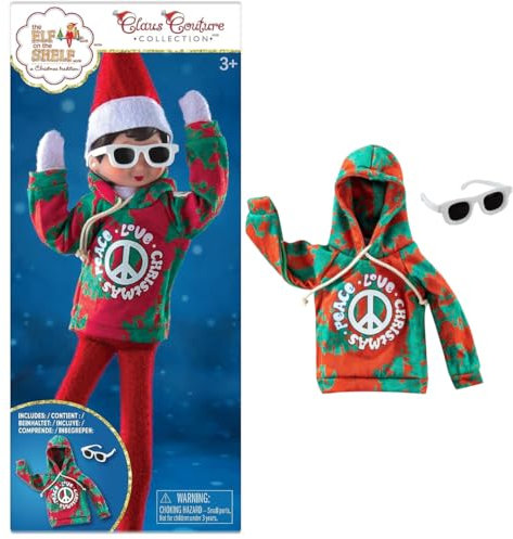 The Elf on The Shelf® Claus Couture® Love & Peace Set | Hoodie & Sonnenbrille | Scout Elf Outfit
