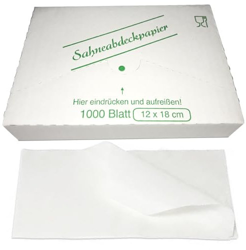 Lomatek Sahneabdeckpapier 12x18cm - 1000 Blatt, Trennpapier für Feingebäck, Gebäckpapier, Torten & Kuchenabdeckpapier für Kuchen & Torten, verhindert Austrocknen & Zusammenkleben, gewachst, weiß