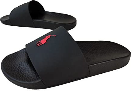 Ralph Lauren Polo Player Mens Black/Red Slides-UK 8 / EU 42