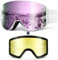 Odoland Skibrille für Damen und Herren Jungen Ski Goggles Anti-Fog UV-Schutz mit Magnetische Wechselglas Snowboardbrille Helmkompatible zum Snowboard Skifahren Weiß Violett