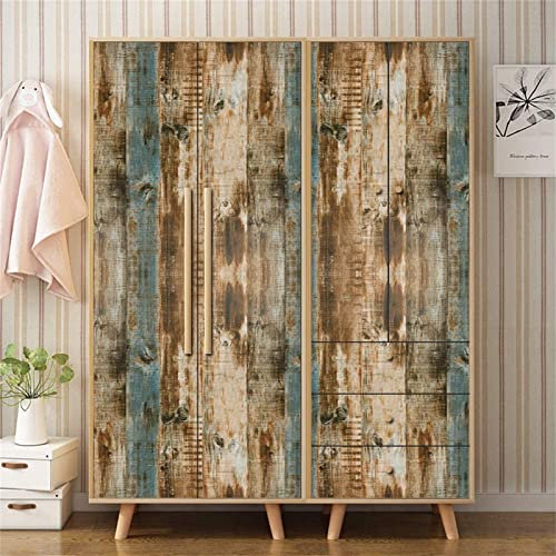 JOLIHOME Vintage Selbstklebende Tapete Braunem Holzpaneel-Effekt Wandaufkleber Abziehen und Aufkleben Kontakt Papier Vinyl-Folie Rolle für Küche Tür Schrank Bar Tresen Schlafzimmer 44x1000cm