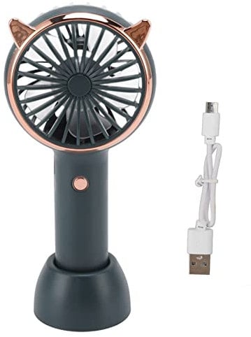 Mini-Handventilator Katze Katzenohren Handventilator Mädchenventilator 3 Stufen USB-Aufladung Tragbarer Mini-Handheld-USB-Ventilator für Outdoor-Aktivitäten Reisen Süße Ventilatorohren USB(Grün)