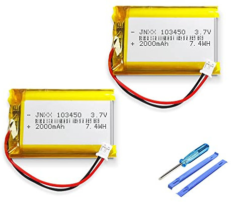CITYORK Lot de 2 batteries lithium-ion rechargeables 3,7 V 2000 mAh 103450 avec connecteur JST