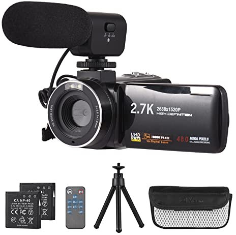 Andoer 2.7K Videocamera digitale Videocamera Registratore DV 48MP Zoom digitale 16X Touch Screen IPS da 3.0 Pollici Supporta il rilevamento del viso Bellezza Viso Anti-tremore