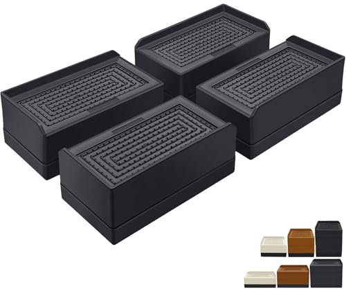 ANNKUT Möbelerhöhungen, 3,8 cm, rechteckig, verstellbar, für Bett, Sofa, Tisch und Couch, schwere Unterstützung bis zu 0,6 kg, 4 Stück, Schwarz